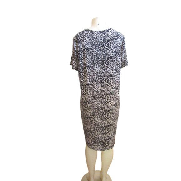 Vince Camuto Leopard Print Short Sleeve Dress With Keyhole Neckline Size 1X - Picture 4 of 5